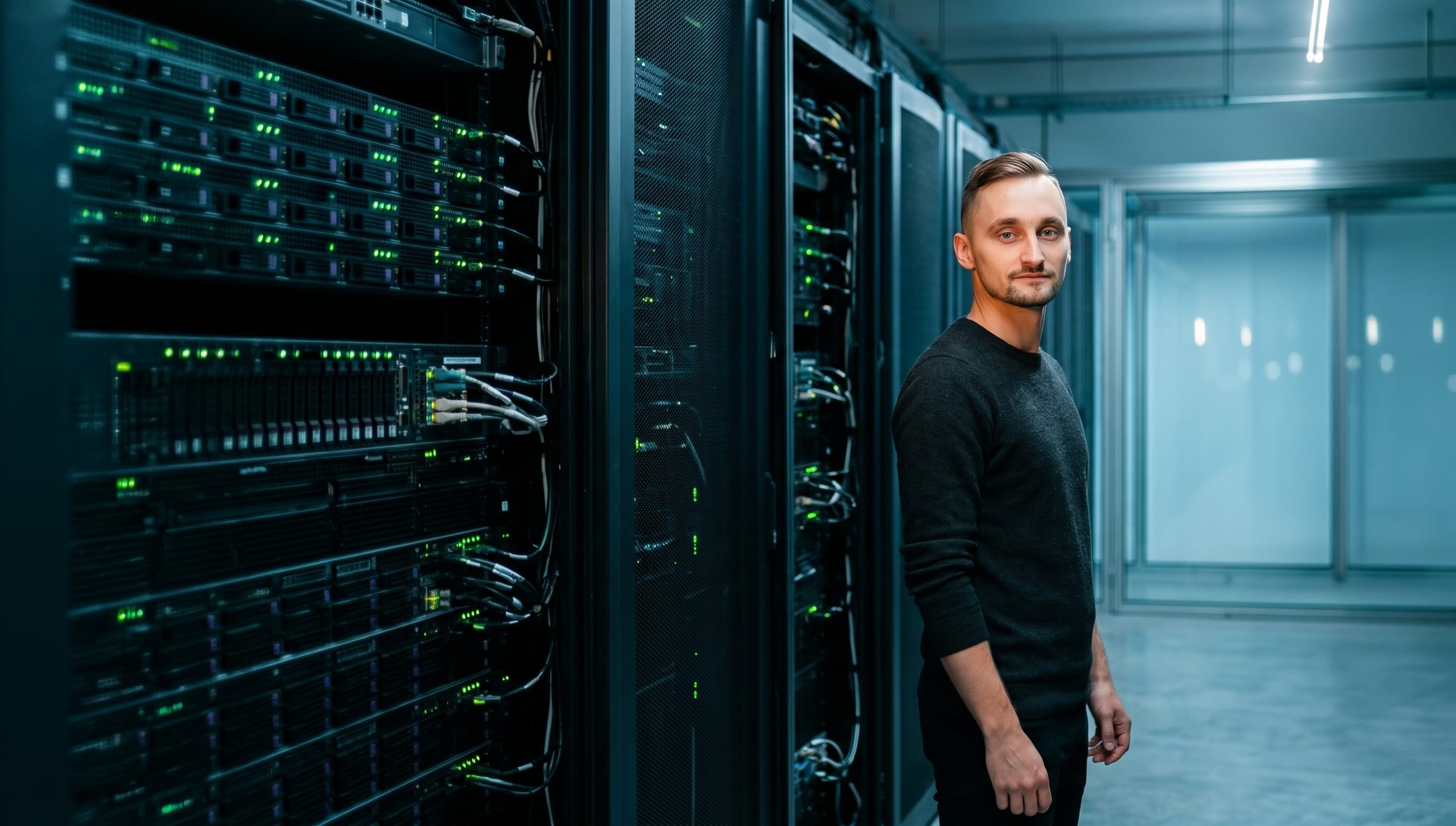 Norbert Bartus im Tier3+ Rechenzentrum in Düsseldorf