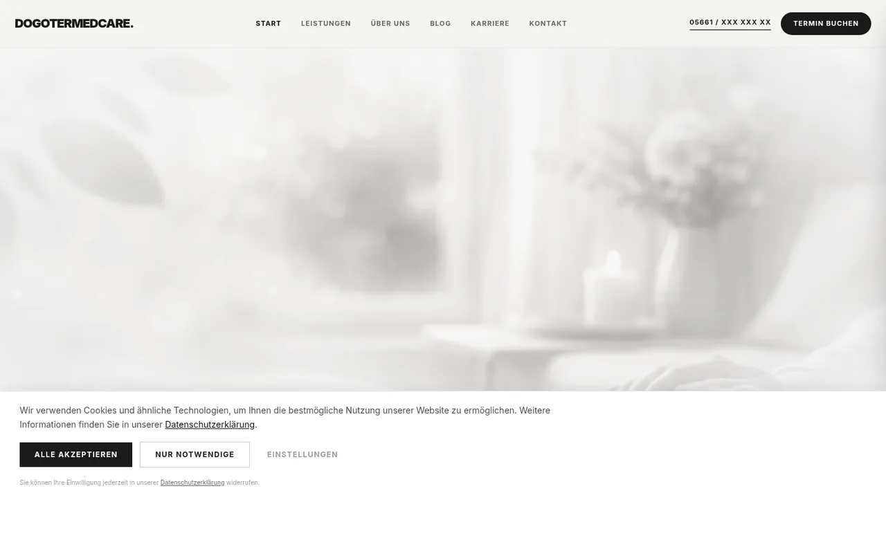 DogoterMedCare — Ambulanter Pflegedienst mit mehrstufigem Buchungsassistenten und 12 lokalen Service-Landingpages.